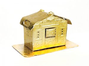 Weihnachtsdeko Knusperhaus gold