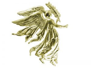 weihnachtliche Dekoration Engel aus Pappe gold