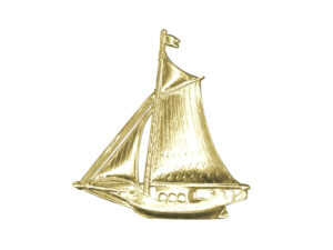 Dresdner Pappen Segelschiff Detail gold