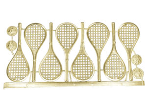 Dresdner Pappen Tennisschläger mit Ball Bogen gold