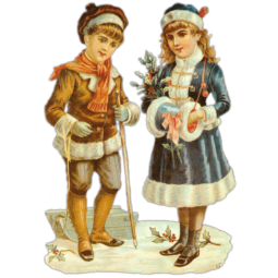 Dresdner-Pappen-Glanzbilder-Kinderpaar-gross-schatten
