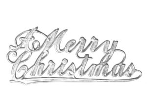 Dresdner Pappen Schriftzug A Merry Christmas Detail silber