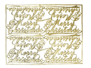 Dresdner Pappen Schriftzug A Merry Christmas Bogen gold