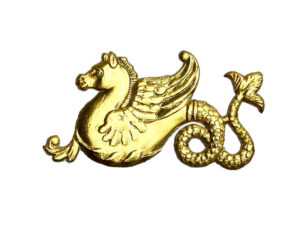 Dresdner Pappen Fabelwesen Hippocampus gold